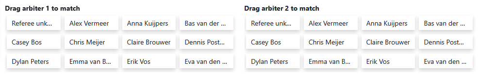 Drag and drop referees to matches