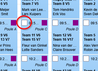 Cases à cocher pour sélectionner les feuilles de match