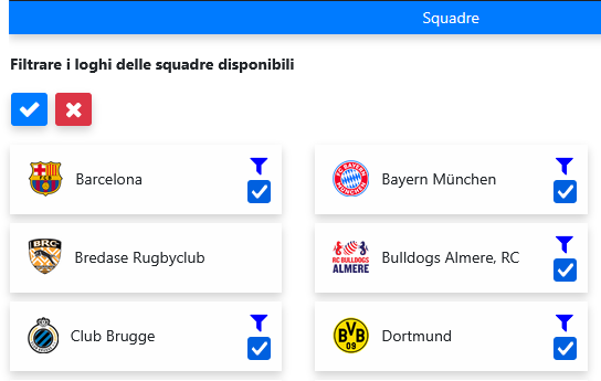 Aggiungere o rimuovere loghi dalla selezione attiva